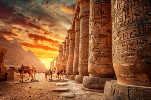 egyptian wall with hieroglyphs