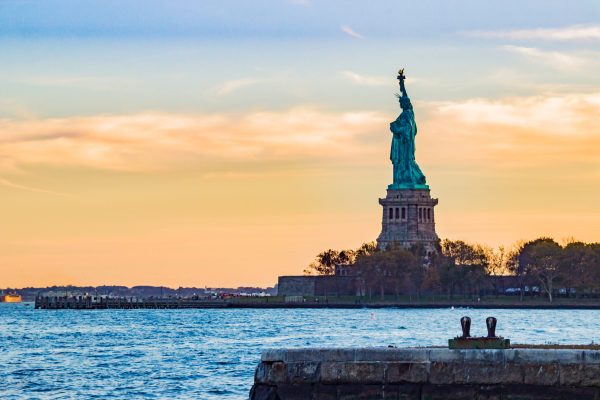 statue liberty seen from afar